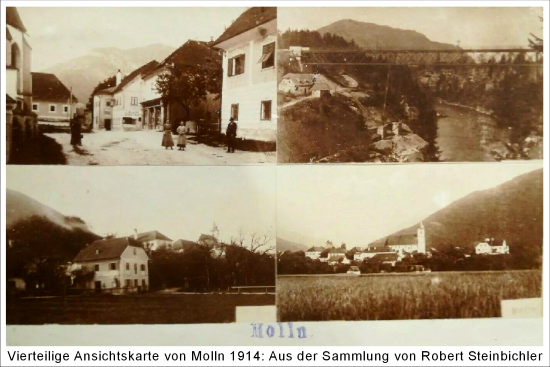 Vierteilige Ansichtskarte von Molln 1914