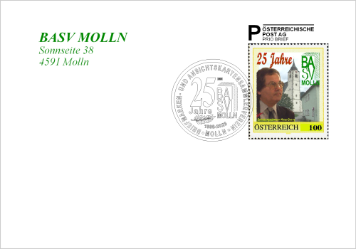 Briefumschlag Sondermarke und Sonderstempel 25 Jahre BASV Molln