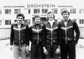 Dachstein-Team 1974: Franz Gruber, Gerlinde Strixner, Josef Prieler und Hans Kniewasser